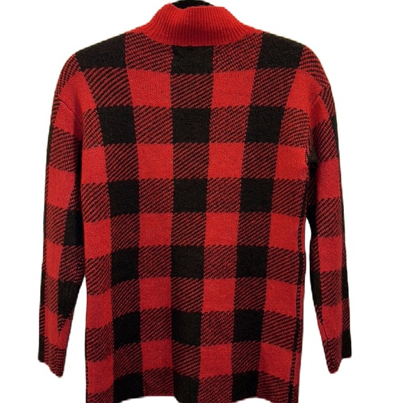 Loft Mock Neck Sweater Red and Black Buffalo Plaid Size Extra Small petite NEW - Picture 3 of 5